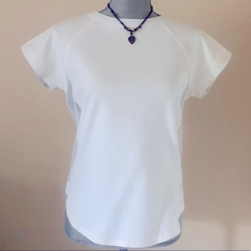 NWT Hologram White Side Mesh Top.  Size XS.